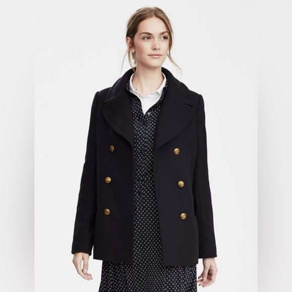 Banana Republic Jackets & Blazers - Banana Republic Dark Blue Peacoat with Brass Accents